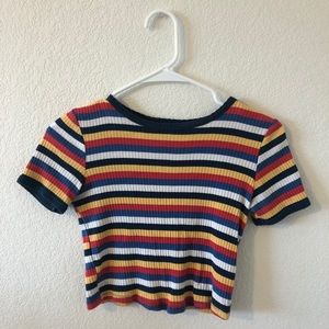 striped colorful crop tee